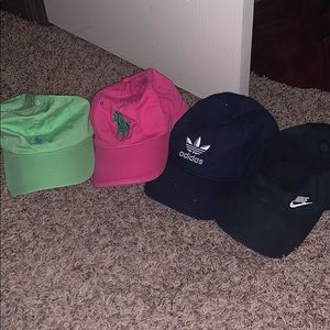 Polo, Adidas and Nike hats